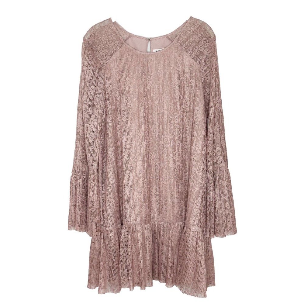 BCBGENERATION Womens Blush Rose Pink Long Sleeve Floral Lace Dress Size M
